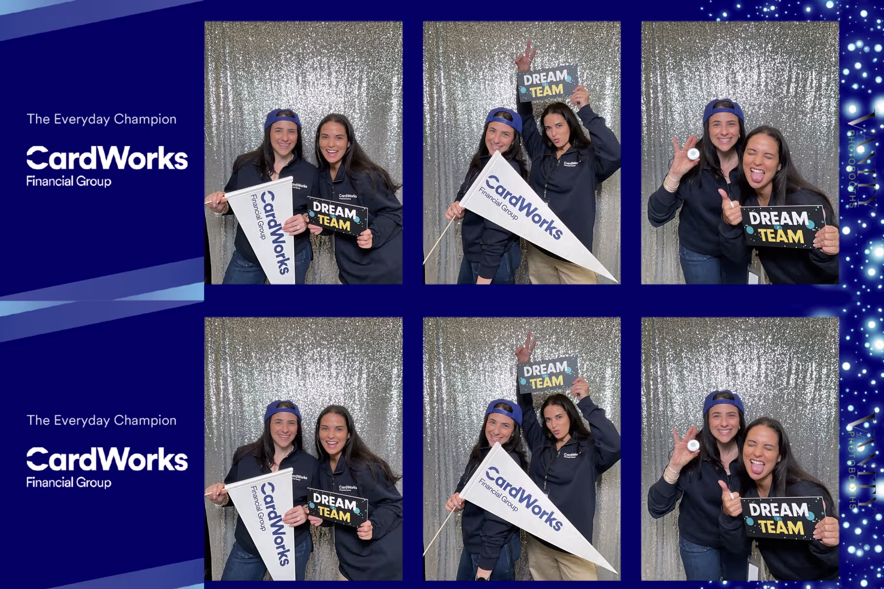 CardWorks Financial Group employees posing at a team photo booth.